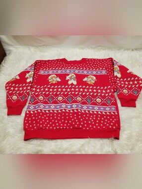 Rare vintage 80s *Magenta Pink* bear cowboy Christmas scoop Spumoni sweater